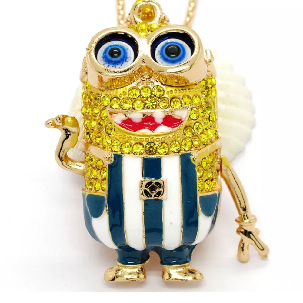 Dark Blue and White Minion Referee Necklace
